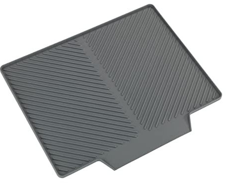 WENKO Tappetino scolapiatti Nelia, tappetino di gomma rigata con superficie inclinata per un deflusso ottimale dell’acqua, ampliamento laterale del lavello, plastica di qualità, 34x3x40 cm, grigio