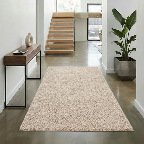 Teppich-Traum Moderner Shaggy Teppich Rund Hochflor Beige Ø 160 cm | Flauschig und weich, pflegeleicht, strapazierfähig, formstabil, saugrobotergeeignet, OEKO-TEX geprüft, Wohn- & Esszimmer