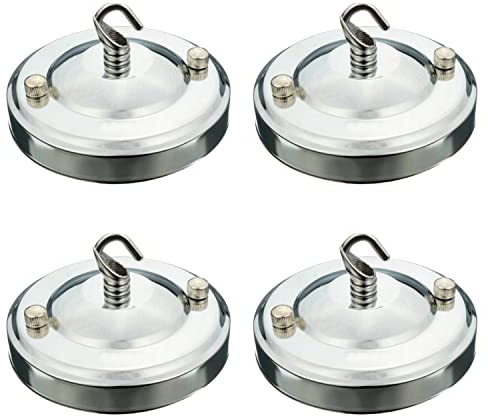 LEDSone Vintage-Deckenrosette mit Hakenplatte, 108 mm, antike Metallfassung für Kronleuchter und Lampen (4er-Pack, Chrom)