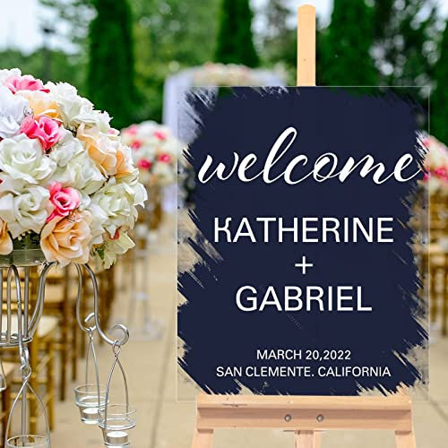 Hochzeitsschild aus Acryl, personalisierbar, luxuriös, für Hochzeit, Willkommensschild, klares Acryl, Hochzeitsempfang, Empfangsschild für Hochzeit, Verlobung, Jahrestag, Party, Dekoration,