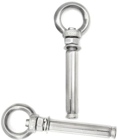 Ruidee 2 Stück Edelstahl Ringschraube Anker M10x100mm Dehnschraube Mit Ring Erweiterung Bolzen Augenschraube Anchor Eye Bolt Expansion Screw für Bauwerke aus Beton und Mauerwerk (PZ-LS/M10*100MM)