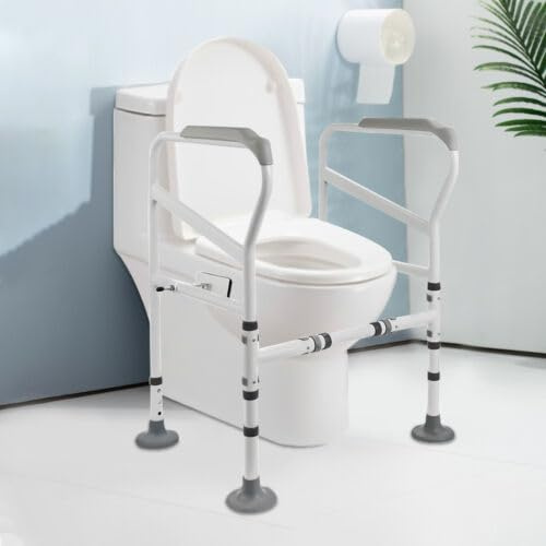 WC Handlauf Toilettengestell Toiletten StüTzhilfe StüTzgriff StüTzrahmen Rutschfeste Aufstehhilfe ToilettenstüTze StüTzgestell HöHenverstellbar Toilette ToilettenstüTzgestell Mit SaugnäPfen Bis 100Kg