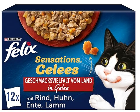 PURINA FELIX Sensations gelé olika smaker från landet katt våt mat, portionspåsar, 6 x 12 x 85 g