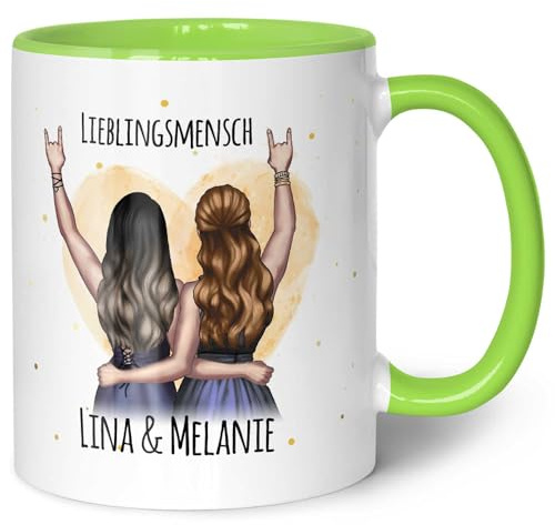 GRAVURZEILE Tazza stampata con configurazione – Migliore Amica – Motivo completamente personalizzabile da personalizzare – Regalo personale per le amiche – Colore: verde
