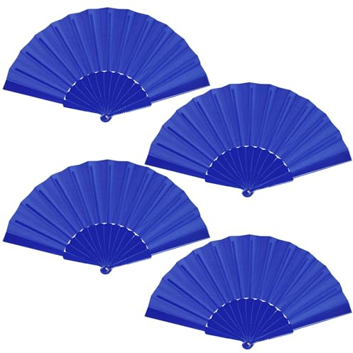 baotongle 4 ventagli a mano, ventaglio cinese, ventaglio in tessuto orientale, fan per danza, feste, fai da te, decorazione per la casa (blu scuro)