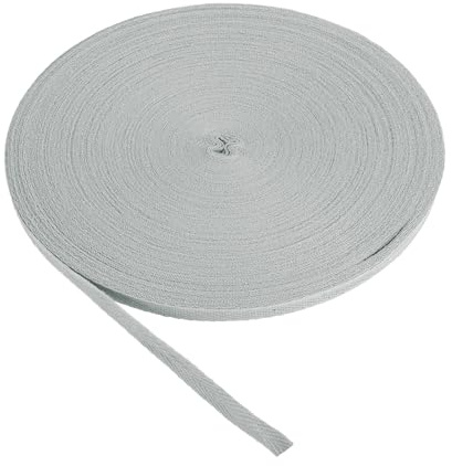 PATIKIL Baumwollband Baumwolle Gurtband 10mm x 45m, Schrägband Baumwoll Nahtband Köperband Saumband Einfassband Stoffband Webband zum Nähen für DIY Basteln Stricken Verpackung, Silber-Grau