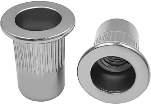 50 dadi M5 per rivetti, rivetti filettati in acciaio inossidabile, dado zigrinato, rivnut a testa piatta, dado inserto, rivetto metrico, finitura lucida, filettatura completamente a macchina