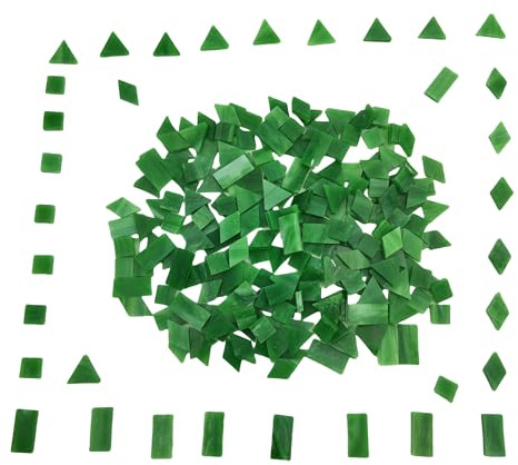 Glasmosaikfliesen, 4 Formen, quadratisch, Diamant, Dreieck, Rechteck, 220 Stück, Buntglas-Mosaikstücke für handgefertigte Kunst, Handwerk und Heimdekoration (Smaragdgrün)
