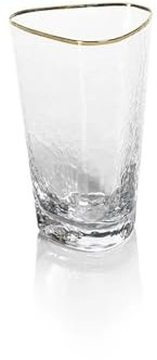 Zodax Aperitivo Triangular Stemware or Glassware - Clear with Gold Rim - Sets of 4 (Highball)