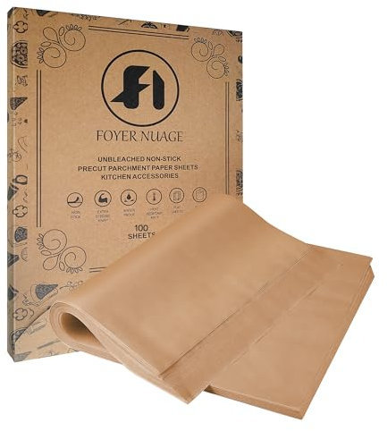 100 Stück ungebleichte Pergamentpapier-Backblätter, 20x30cm Backpapier, Vorgeschnittene Antihaft-Pergamentblätter zum Backen, Kochen, Grillen, Frittieren und Dämpfen