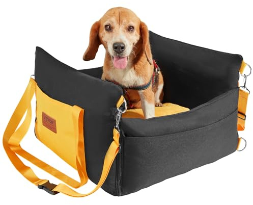 VEVOR Siège d'auto pour chiens petits 11 kg, siège rehausseur imperméable pour chien, poignées latérales, poche de rangement, laisse à clipser, rembourrage coton PP, lit pour animal de compagnie, noir