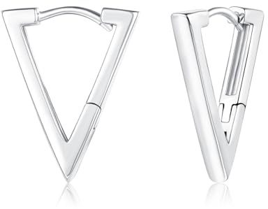 Cangall Creolen Silber 925 Klein, Sterling Silber Rhombus Triangel Ohrringe, Hypoallergen Geometrisch Damen Kreolen, Knorpel Schlafen Ohrringe für Frauen Mädchen