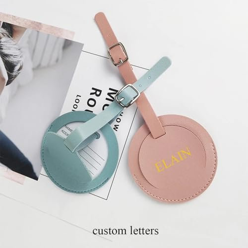 Personalisierte Gepäckanhänger, individuelles Namensschild für Koffer, Rucksack, Taschenanhänger, rund, graviert, Buchstaben, Gepäckanhänger, personalisierbar, Initiale, Reisegepäck, ID, Namensschild