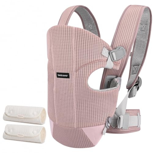 Bebamour Babytrage Vorder und Rückentrage mit 2 Schulterlätzchen,Dusty Pink