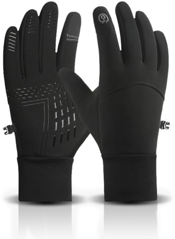 NJCXOLA Guantes Moto Hombre, Guantes Invierno Impermeables por Hombre y Mujer, Guantes para Correr, Guantes Moto Termicos Pantalla Táctil para Ciclismo, Conducción, Senderismo, Hombres, Mujeres