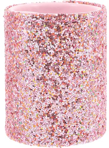 FRCOLOR Glitter Makeup Brush Storage Box with Lid Portable Plastic Makeup Brush Organizer Compact Tool Holder for Vanity and Travel