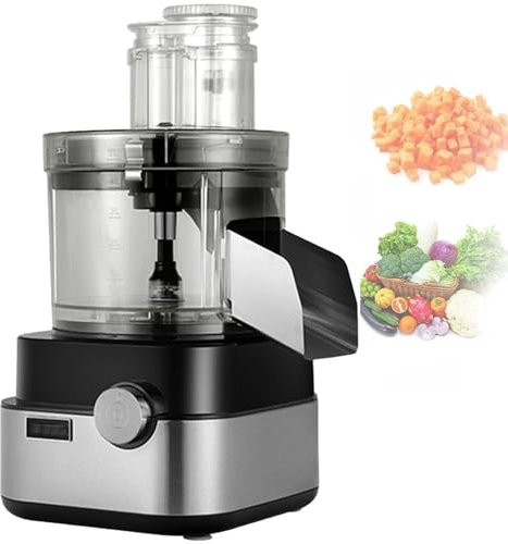 Picadora de Verduras Eléctrica, Cortadora de Alimentos Comercial de 600W para Papas, Cebollas y Zanahorias, para Rebanar y Cortar En Cubitos Frutas, Potente Electrodoméstico de Cocina