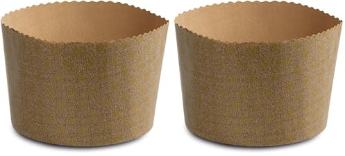 Guardini, Monouso, 2 Moldes altos para pan Dulce Ø 15,5cm (capacidad de hasta 750gr. de masa). Material: Papel de Horno, Color Beige. (Paquete de 2)