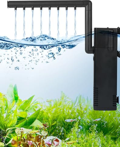 ZITFRI Leise Aquarium Filter 80L 8W Aquarium Pumpe Aquarium Innenfilter 4in1 Aquarienfilter mit 600L/H Wasserpumpe für 80L Aquarium