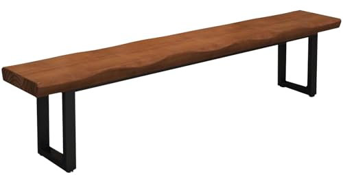 Sitzbank Esszimmer 140cm ohne Lehne Massivholz Holzbank Flur Stabiler Metallbeine Bettbank Modern Esszimmermöbel für Wohnzimmer Schlafzimmer Balkon Küche(180cm/70.86in)