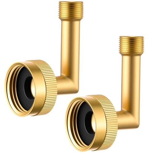 Ceoighe 2 Pack 3/4 to 3/8 Hose Adapter, Dishwasher Rotatable Gooseneck Elbow Pipe Connector 90 Degree Solid Brass Pipe Fittings Hose Elbow for Dishwasher Water Gas Tube Systems
