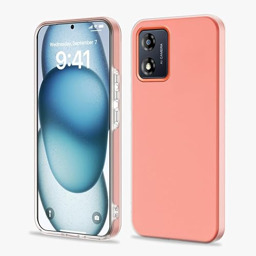 YUXING Funda para Motorola Moto E13 4G, Carcasa Protectora Antigolpes PC + TPU, Anti‑Rayones, Absorción de Impactos y Antihuellas Bumper Case(Naranja)