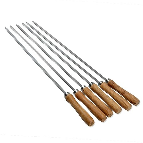 Brochettes de kebab, 6/10/12 pièces, brochettes en bois for barbecue, bâtonnets acier inoxydable 45 cm, plates for(10 Pieces)