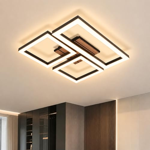 ZMH Deckenlampe LED Deckenleuchte Flur 21W Schwarz in Holzoptik Flurlampe
