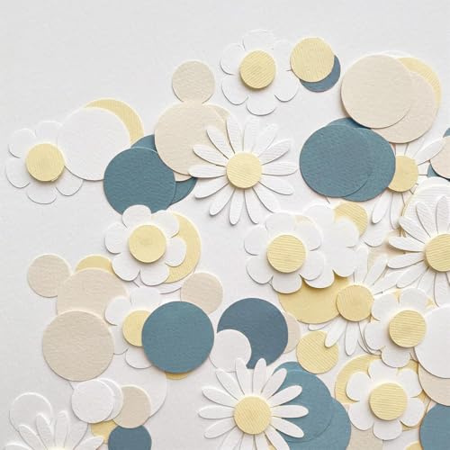 Gleemix 200 Stück Konfetti Gänseblümchen Deko, Blumen Konfetti | Groß Blau Blumen Deko Geburtstag, DIY Blütenkonfetti, Tischdeko Geburtstag, Streudeko Blumen für Party Zubehör