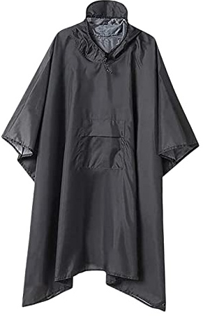 KQFCAZRE Hooded Rain Poncho for Adult with Pocket, Waterproof Lightweight Unisex Raincoat for Hiking, Camping, Gray