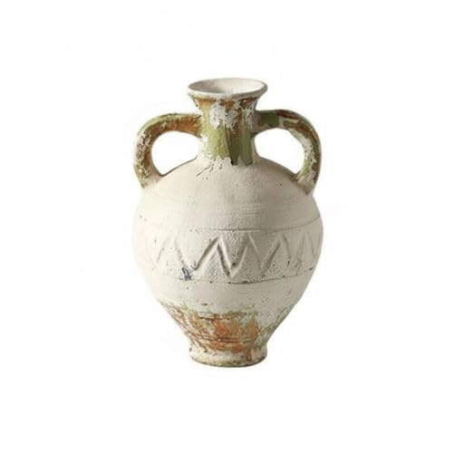 rockible Vaso Rustico a Doppio Manico, Finitura Rustica, Vaso da Fiori in Ceramica per Decorazione Domestica, Soggiorno, Ingresso, Soggiorno, Caminetto