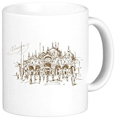 The Venetian Church Venetian Landmark Pattern Classic Mug White Pottery Ceramic Cup Milk Coffee With Handles 350 ml