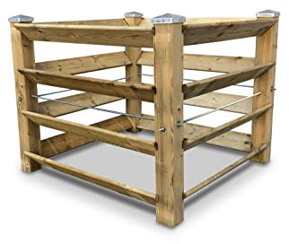 GartenDepot24 ECO Komposter Brettkomposter aus Holz mit 4 verzinkten Pfostenkappen - 100x100x80 cm - ca. 650 L