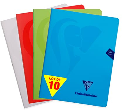 Clairefontaine 303740C - Packung mit 10 Heften Mimesys 17x22cm 48 Blatt blanko, 90g, farbig sortiert, 1 Pack