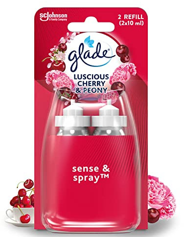Glade Sense & Spray Air Freshener Refill, Motion Activated Automatic Room Spray and Odour Eliminator for Home, Cherry & Peony, Duo Pack (2 x 18ml)