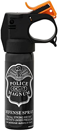 Police Magnum Large Pepper Spray Fogger Self Defense - Tactical Maximum Strength Security & Protection - Black Portable Non-Lethal Canister - Made in The USA - 1 Pack 3oz FM