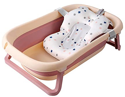 CongMing-huajia GroßEr Baby-Badewannen UnabhäNgiger Sitz Faltbare, Langlebige Badewanne Mit GroßEr RüCkenlehne Large Das Baby Kann Sich Hinlegen Und Im Badeeimer Sitzen C
