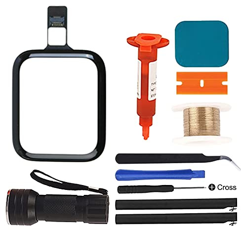 Auleset LCD-Display-Frontglasabdeckung, Touchscreen-Digitizer, Ersatzreparatur mit Flexkabel für Apple Watch Serie 2/3 4 5 SE für Apple Watch SE 44 mm