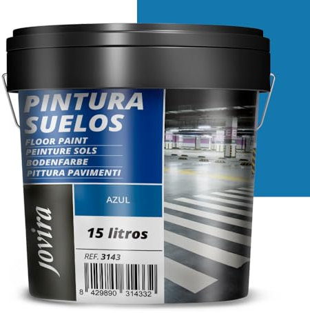 JOVIRA PINTURAS Pintura Suelos, Garajes y Pavimentos Deportivos en general, acabado Mate. Protege y decora las superficies de hormigón, cemento y asfalto. (15 Litros, Azul) A-15B