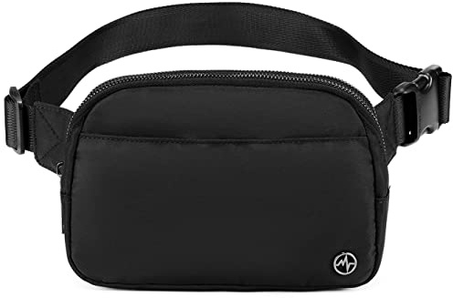 Pander Everywhere Belt Bag for Women, 5 Zipper Pockets Nylon Crossbody Fanny Pack Purse (Black)