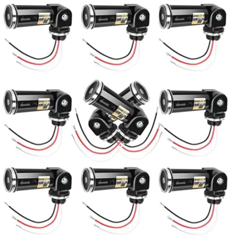 10 Pack Dusk to Dawn/Day Night Sensor, Photoelectric Switch, Photo Cell Sensor, 110V/120V/220V/240V Input, UL Listed, IP65 Water-Resistant, Photocell for Outdoor Light (10)