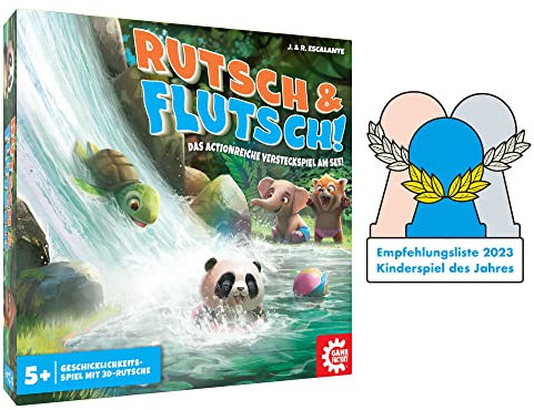 Game Factory 646306 Rutsch & Flutsch, actionreiches Geschicklichkeitsspiel für Kinder ab 5 Jahren, Familienspiel, Kinderspiel, für 2-4 Spieler