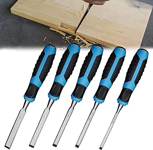 OITTo 5 Pieces Wood Chisel Set Wood Carving Hand Chisel Tool Set With High Carbon Steel Blade And High Impact Wood Handle For (Size:5 set)
