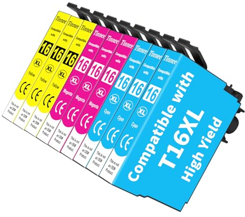 Tinnee 9er-Pack 16XL Multipack Patronen Kompatibel für Epson Workforce WF-2630 WF-2760 WF-2750 WF-2660 WF-2650 WF-2540 WF-2510 WF-2530 WF-2010