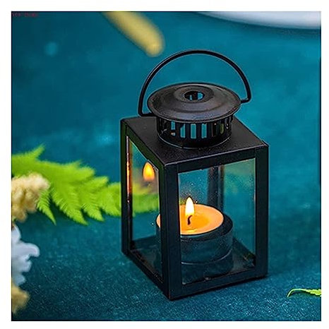 HEXEH Kerzenhalterhalter Kerze Home Decor Schmiedeeisen Hängender Kerzenständer Glas Laterne Lampe Dekor Kandelaber