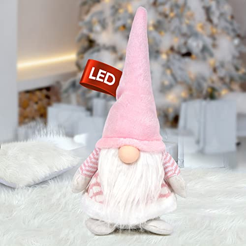LILENO HOME Figure di Gnomi Grandi (30 cm) con Cappello Rosa - Gnomo di Natale XXL in Piedi come Decorazione Natalizia Perfetta - Figure di Gnomi Natalizi Scandinavi