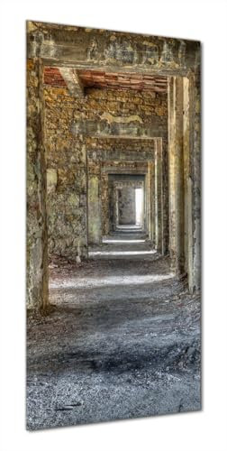 Wallario Selbstklebende Duschrückwand 70 x 180 cm mit Motiv Weg durch eine verlassene Ruine - Wandverkleidung Fließenersatz mit Hochglanzlaminat in Glasoptik