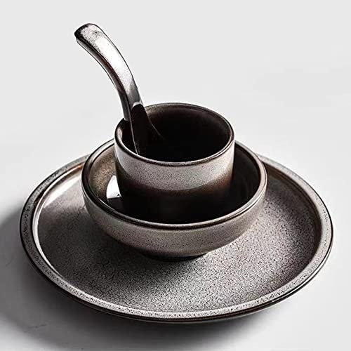 Set di stoviglie creativo fiocco di neve, set di stoviglie in gres giapponese, servizio per 4, set da tavola con glassa reattiva piatto di pasta per 4 coperti, stoviglie moderne da 16 pezzi piatti