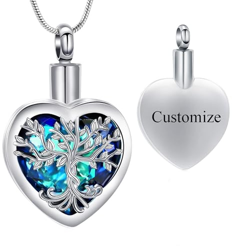 VCCWYQK Collar con colgante en forma de corazón, urna para cenizas, joyería de cremación, flor conmemorativa, minirecuerdo para cenizas, colgante hueco (K)