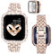 VISOOM Women Bling Diamond Straps and Case Compatible with Apple Watch Strap 40mm, Elegant Sparkly Rhinestone Metal Bracelets Wristband Dressy iWatch Band Series SE 6 5 4-Rose gold